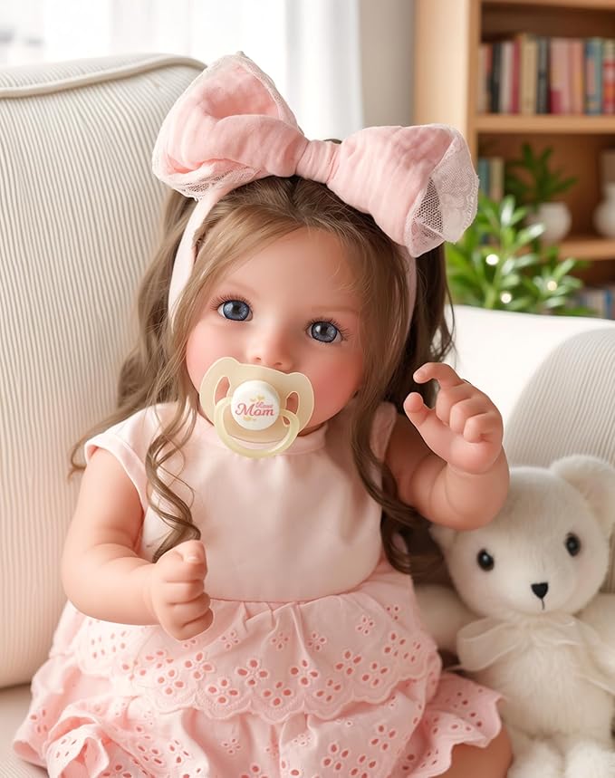 BABESIDE Lifelike Reborn Baby Dolls Dara - 20 Inch Realistic-Newborn Baby Doll Brown Hair Girl Handmade Real Life Baby Dolls with Clothes and Toy Accessories Gift for Kids Age 3+