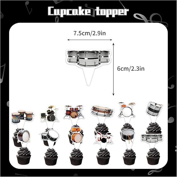 Drum Party Supplies Music Drum Birthday Party Decorations Includes Drums Happy Birthday Banner Cake Topper Cupcake Toppers Balloons for Drummers Birthday Party Baby Shower Decorations
