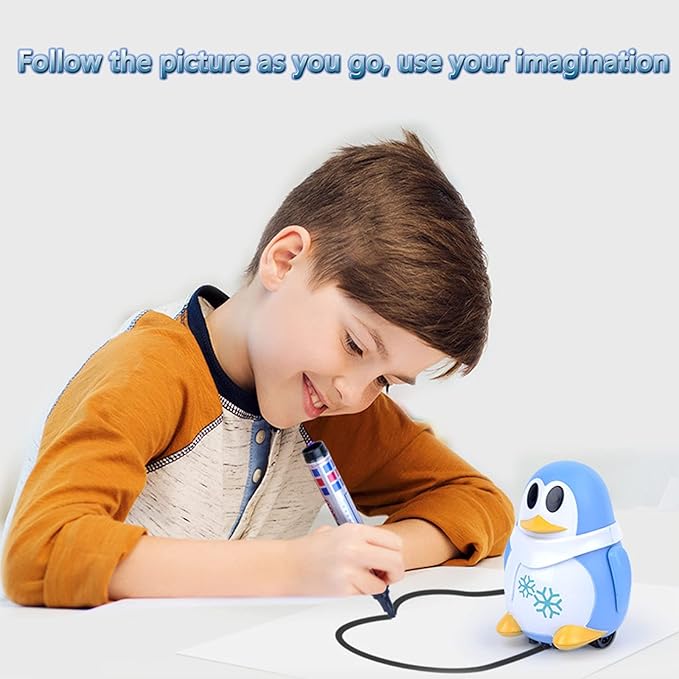 Mini Induction Robot Penguin Interactive Toys - Follow Black Lines & LED Lights - Educational Children's Gift