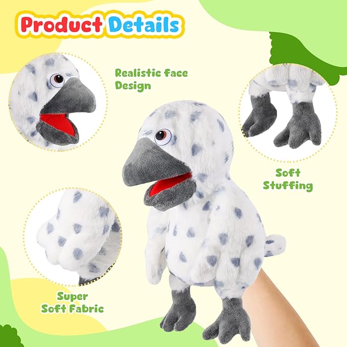 Animal Hand Puppets 11 Inch Bird Plush Toucan Owl Eagle Parrot Flamingo Peacock Puppet Toys Role-Play Puppets for Kids Storytelling Imaginative Pretend Play Teaching Preschool(Owl)