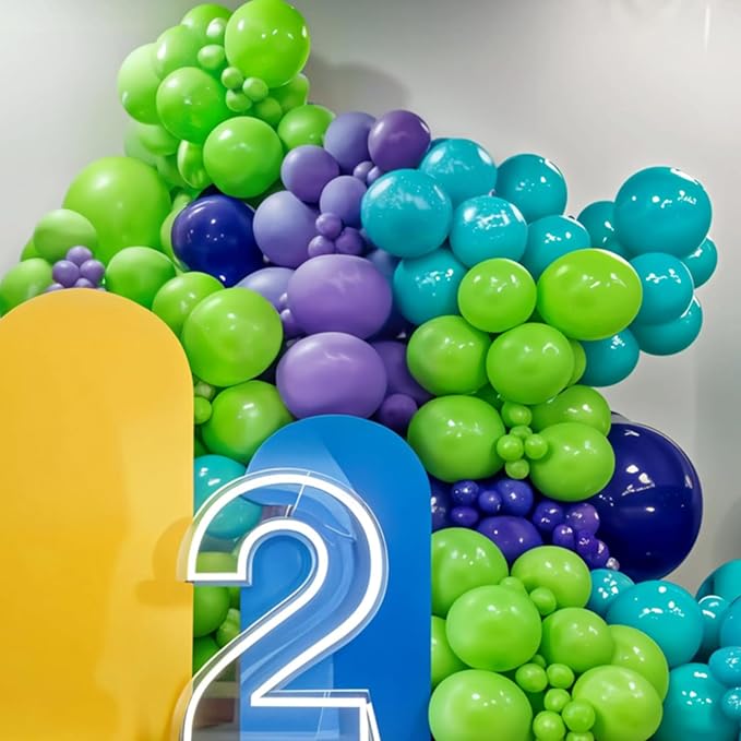 Green Purple Teal Balloon Arch Kit,Dark Purple Teal Blue Balloons for Boy Birthday Party Decorations Baby Shower Wedding Anniversary Graduation Supplies