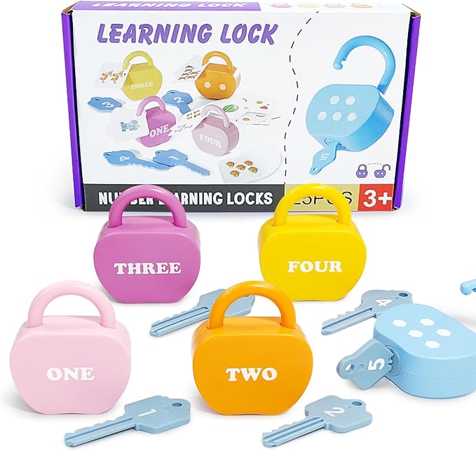 Apple Locks with Keys for Toddlers Ages 3-5 – Montessori Number Toys for Kids for 3 Year Old | Counting Games | Preschool & Kindergarten Classroom Must Haves