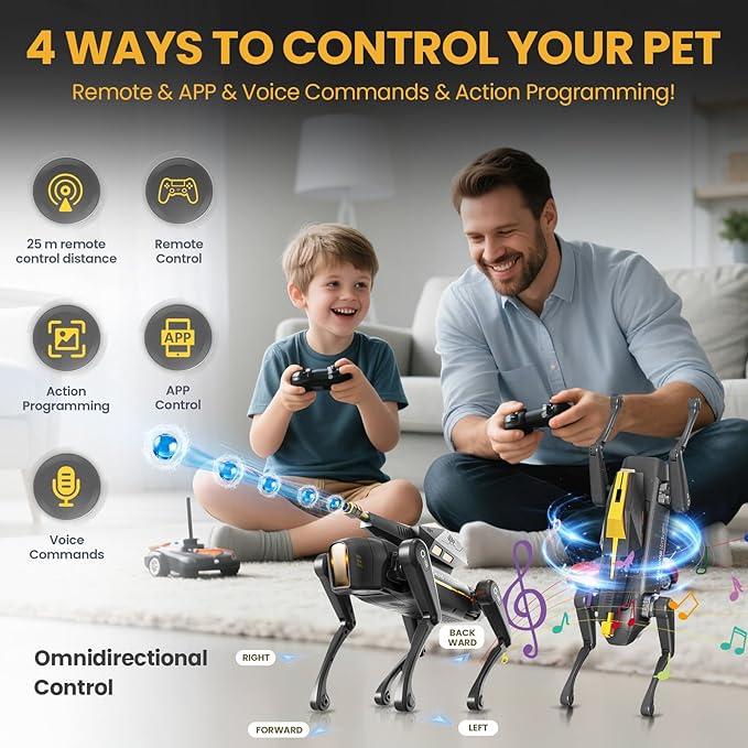 Smart Robot Dog Toy, Interactive STEM Robot Pet with Blaster, Voice & Remote Control, App Programming, 30+ Actions, Bionic Walking, Robotic Dog Birthday Gifts for Kids Boys Girls Age 6+