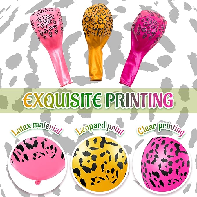 Gejoy 36 Pcs Cheetah Balloons Pastel Leopard Print Balloons 12 Inch Spots Latex Leopard Jungle Animal Decorations for Cheetah Zoo Theme Birthday Party Supplies