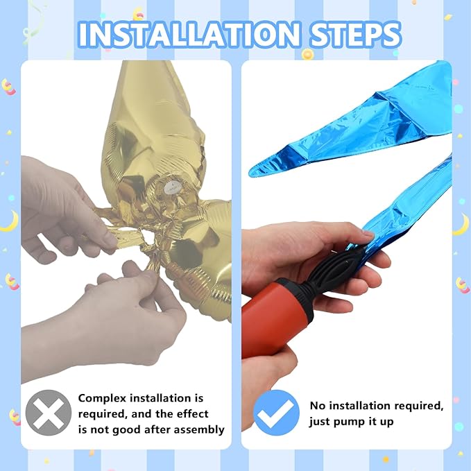 TONIFUL 8 Pcs Blue Star Foil Balloons - Large Star Mylar Balloons for Party Backdrop - Christmas, New Year, Birthday, Wedding, Baby Shower, Anniversary, Photo Booth Supplies