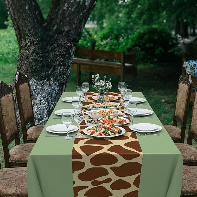Oudain 6 Pcs Giraffe Tablecloth 54 x 108 Inch Plastic Jungle Theme Table Cover Giraffe Print Disposable Tablecloth for Birthday Baby Shower Zoo Safari Party Supplies