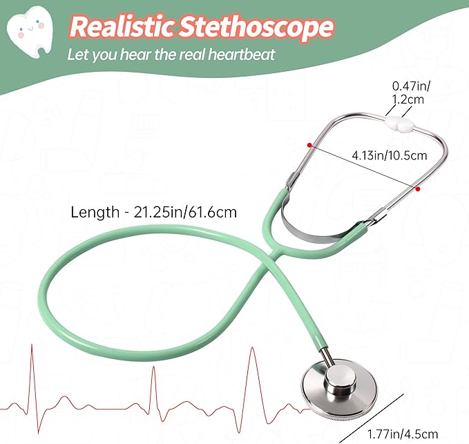Durable Doctor Kit for Kids, 27 Pcs Deluxe Pretend Play Medical Kit Toy with Real Stethoscope, Doctor Kit for Toddlers Boys Girls Birthday Gift (Green)