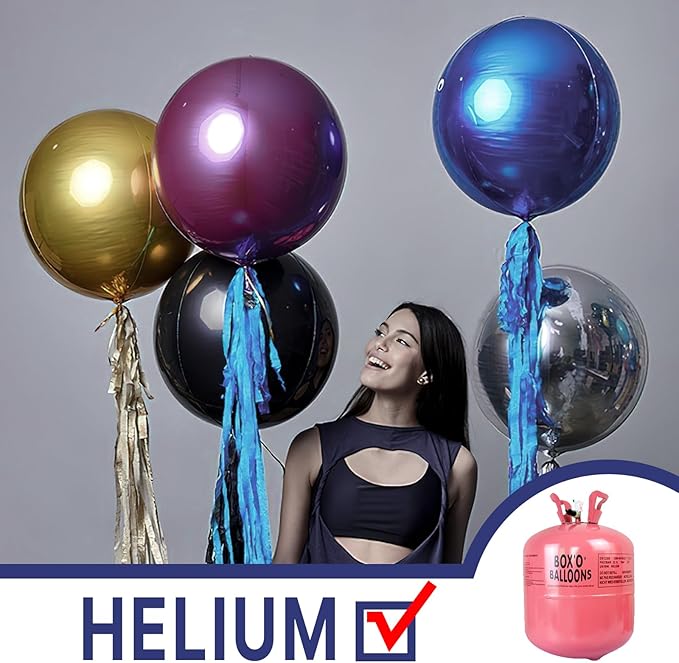 PartyWoo Navy Blue Foil Balloons 20pcs Different Sizes Pack of 22 15 10 Inch Large Round Foil 4D Inflatable Mirror Ball Mylar Balloons for Graduation Men Birthday Space Themed Party Decorations