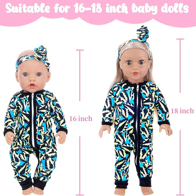 Unicorn Element 5 Sets 14-18 Inch Baby Doll Clothes and Headbands for 17 Inch Dolls 10-Piece Set Including Casual Outfits and Accessories Perfect for 15-18 Inch Dolls (Doll NOT Included)