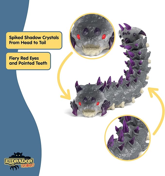 schleich Eldrador Creatures - 10” Shadow Worm Action Figure with Movable Body - Spiked Bug Monster Toy for Battle Fun - Large Beast Figurine for Imaginative Play for Boys and Girls - Kids 7+ | 70830