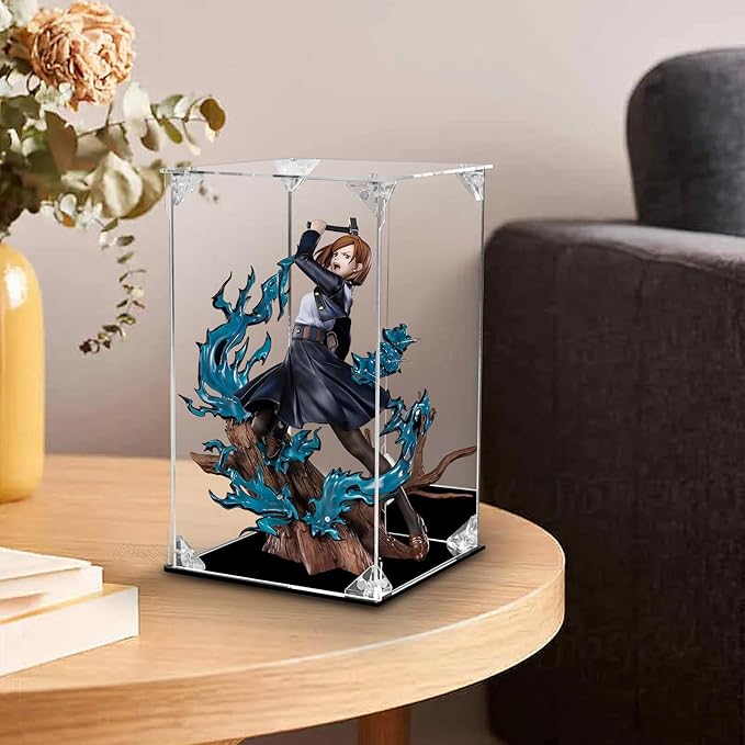 Acrylic Display Case for Collectibles Assemble Clear Acrylic Display Box with Mirrored Back, Alternative Glass Case for Action Figures Lego Model Doll Toys Display (6x6x10 inch; 15x15x25 cm)