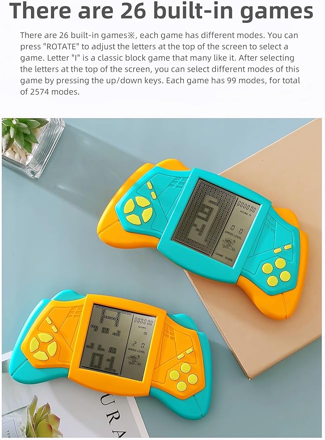 CZT Creative Brick Game Console Cool Wing Appearance Build in 2574 in 1 Block Games Handheld Machine Retro Portable Electronic Puzzle Toys Children/Students (Yellow)