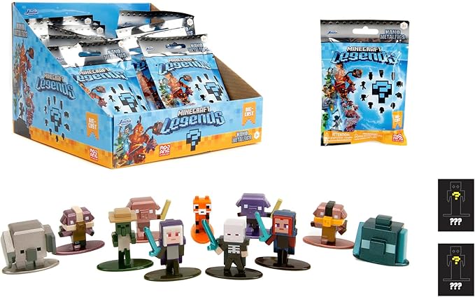 Jada Toys Minecraft Blind Pack Nanofigs Wave 2 (4 cm) - Mystery Box Figure Made of Metal, Collectible Figures Legends Series, from 3 Years, 253261001