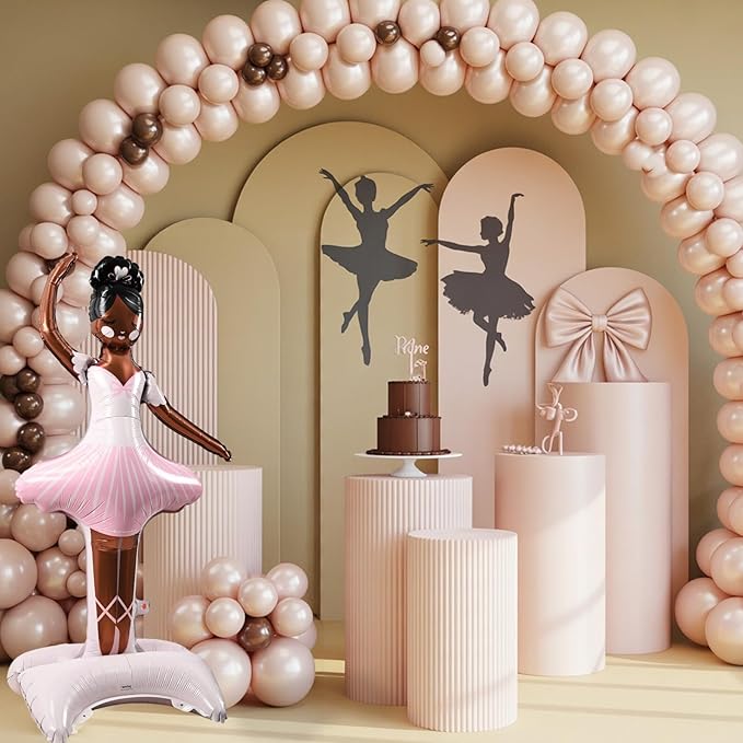 49" Large Ballerina Balloons for Party Decorations, Giant Self Standing Inflatable Dance Balloon, Pink Foil Balloon for Girls Women Wedding Baby Shower Ballet Themed Birthday Party Decor Supplies
