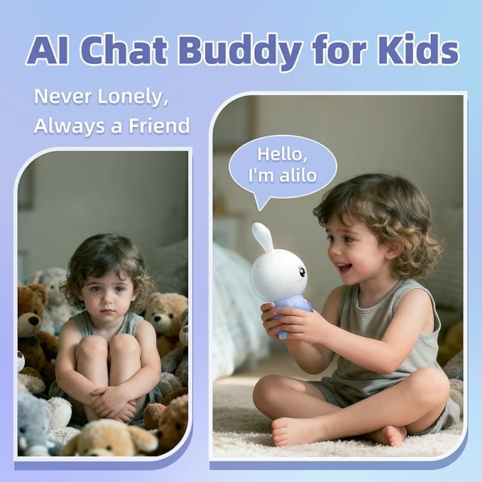 alilo AI Toys for Kids, Smart Companion with Real-Time Voice, 4 Agents & 91 Languages, Preloaded 48 Bunny English/50 Stories/66 Music/28 Lullabies/34 Classical Tunes, Bluetooth Speaker