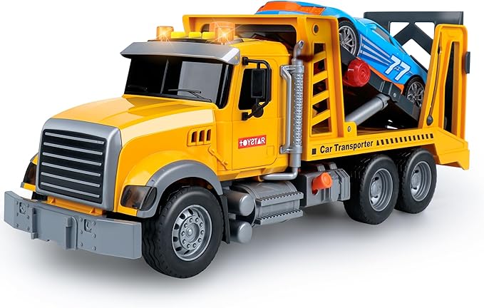 Dwi Dowellin Toy Truck Transport Cars Carrier with Racing Car for Kids Toddlers,Birthday Gifts for Boy Toddler Child 3 4 5 6 Years Old