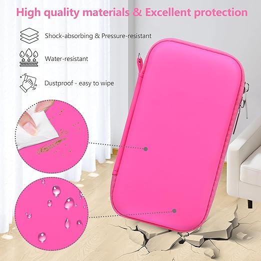 Supmay Carrying Case Compatible with WELLST·G/ for GuaiyeyeAP Handheld Game for Kids -Preloaded 220 Retro Video Games, Portable Gaming Player Storage Holder Travel Bag with Mesh Pocket, Rose red
