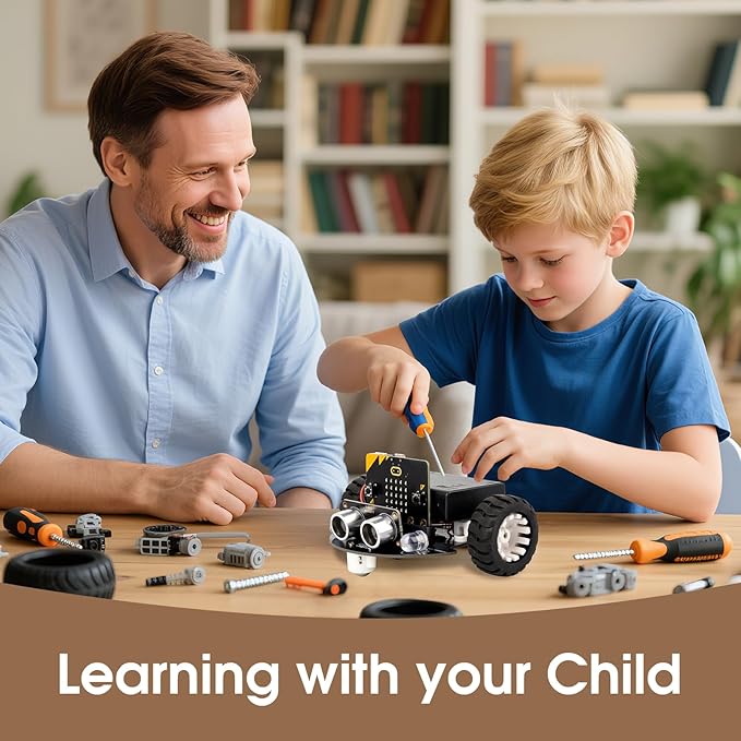 Robotics for Kids Ages 8–12 12-16,ACEBOTT Smart Robot Car Kit Compatible with BBC Micro:bit V2,STEM Toys Coding Robot Kit Compatible with LEGO,Gift for Kids and Teens(Not Included Wireless Controller)