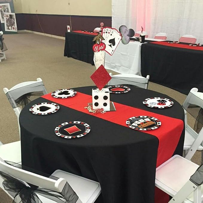 60 Pcs Casino Paper Plates, 9'' Poker Dice Print Plates for Casino Theme Party Decorations Las Vegas Party Decorations Game Night