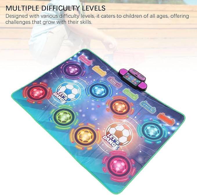 Alomejor Double Player Dance Mat, Interactive Electronic Dance Pad with Music and Challenging Levels, 2 Player Kids Dance Game Mat 105.5x80cm (41.5x31.5in) for Family Fun