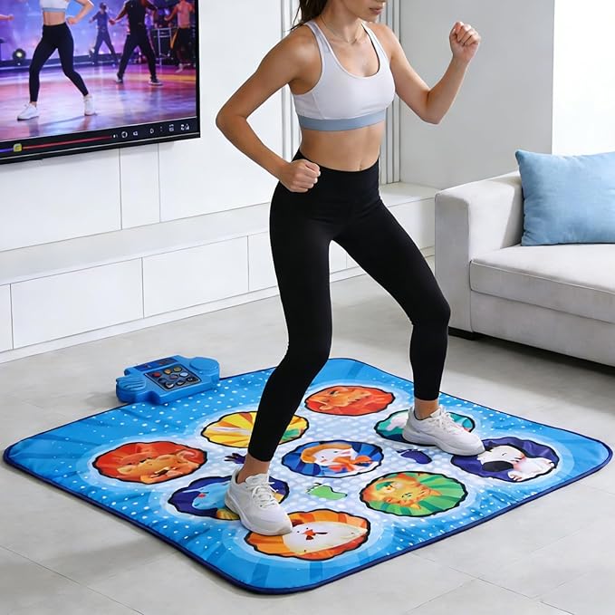 SUNGOOYUE Dance Pad, Electronic Music Mat with 80 Sounds Foldable Non Slip Playmat for Kids Adults Gift for for 3 to 12 Years Old Girls Birthday Toys Gifts (Blue)