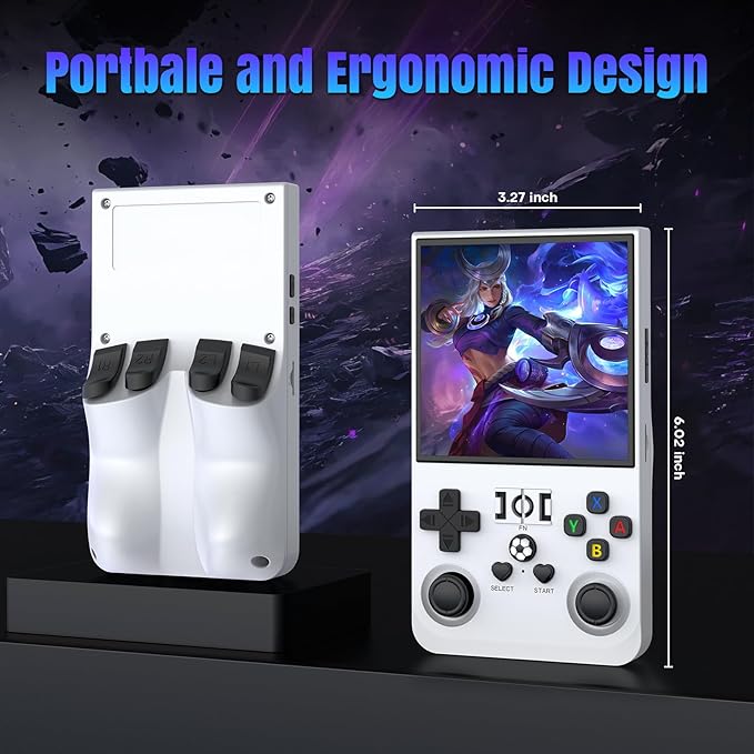 R36MAX Retro Handheld Game Console, 64GB Retro Gaming Console with 4.0 Inch Screen, Portable Video Game Consoles with 4000mAh Battery and Multiple Emulators, Open Linux System (Ivory)
