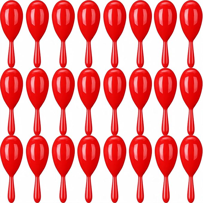 24 Pcs Maracas, 4.3 Inch Plastic Maracas for Mexican Fiesta, Luau Party, Wedding, Birthday, Cinco De Mayo Fiesta Themed Party Supplies (red)