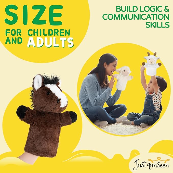 Animal Puppet Large Farm Themed Toy for Creative Play Adult Size Stuffed Interactive Role Play Educational Storytelling Brown Horse