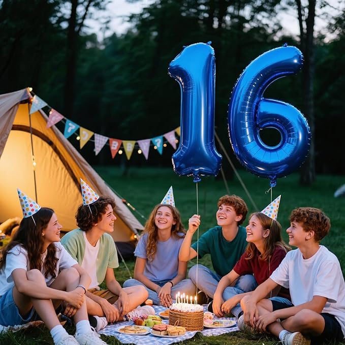 40 Inch Navy blue Number 16 Digital Balloon,Jumbo Mylar Foil Helium Balloon for 16 Balloons for Birthday Party,Wedding Anniversary Party Decorations