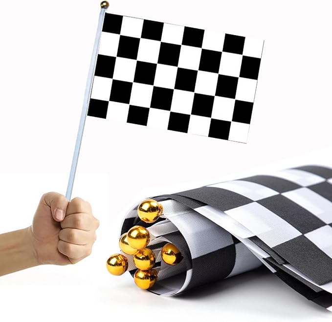 Traffic Cones with Racing Checkered Flags-6 Traffic Cones With Hole on Top, 12 Checkered Flags, Race Car Birthday Party Supplies, Table Centerpiece Decorations, Kids Gift (18PCS)