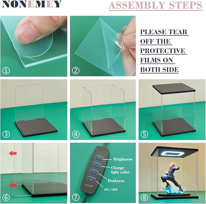 NONEMEY Acrylic Display Case for Lego 75328，Assemble Clear Acrylic Display Case Stand Dustproof Protection Showcase Organizer Box for Action Figures (7.8x7.8x9inch, 20x20x23cm)