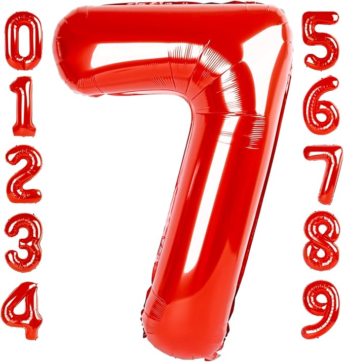 40 Inch Number 7 Balloon, 6 7 Birthday Decorations, Red Six Seven Balloons Boys Girls, 7 17 27 70 Year Old Balloon Number for Engagement, Wedding, Graduations