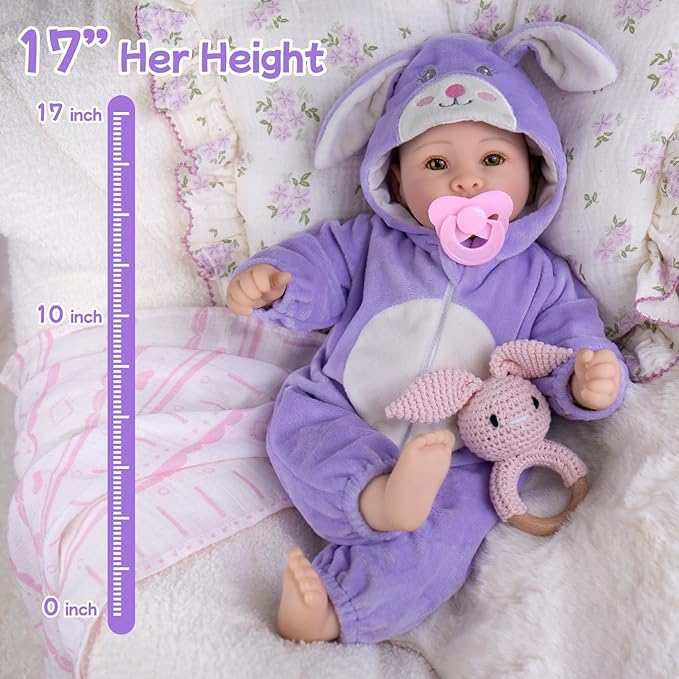 UOFTKIZ Real Life Baby Dolls - 17" Lifelike Baby Dolls, Soft Baby Doll with Open Eyes, Gifts for 3+ Years