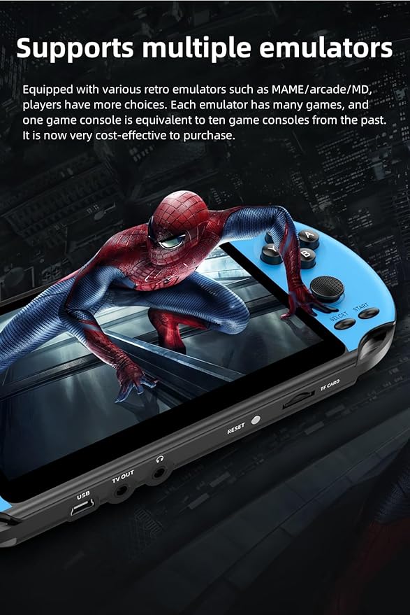 5.1 inch Colorful Video Game Console Multiple Simulators Built in Free Games Can Save/add/Delete Electronic Game Handheld Gaming Retro Portable Game Device Toys Children