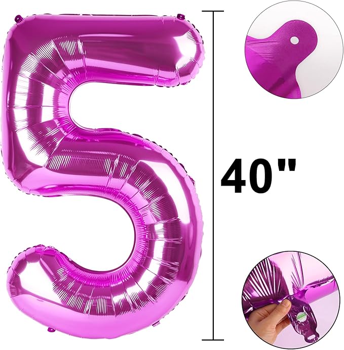 40 Inch Large 15 Balloon Numbers Rose Purple Big Foil Number Balloons Giant Helium Happy Birthday Party Decorations for Man and Women, Huge Mylar Anniversary Party Supplies