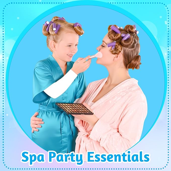 122 Pcs Multicolor Girls Spa Party Kit, 10-Pack Slumber Party Favors with Satin Robes, Tote Bags, and Nail Salon Accessories for Kids Spa Birthday, Halloween, Home Party Supplies
