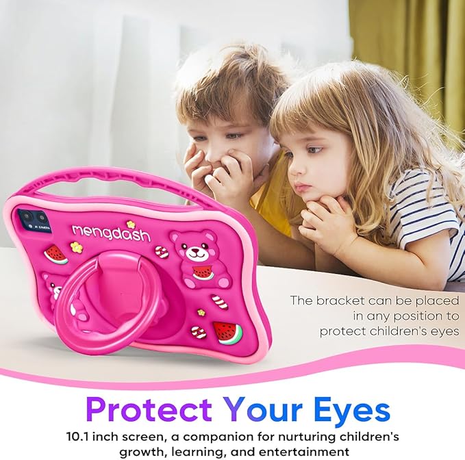 Kids Tablet, Android 10.1 inch Tablet for Kids 3-10, Educational Learning Toddler Tablet Android 14, 8（4+4） GB RAM+64GB ROM Storage, 5G WiFi, Baby Girl boy Present (Red)