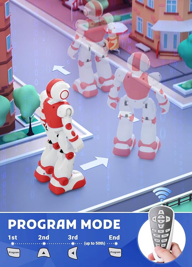 Robot Toys for Kids,Programmable Remote Control Smart Walking Dancing Robot Toy with Gesture & Sensing for Age 4 5 6 7 8 9 10 Year Old Boys Girls for Birthday Present,Red
