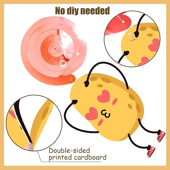 Potato Party Hanging Swirls 20Pcs Potato Party Ceiling Decorations Potato Birthday Party Supplies Potato Hanging Streamers for Potato Baby Shower Decorations
