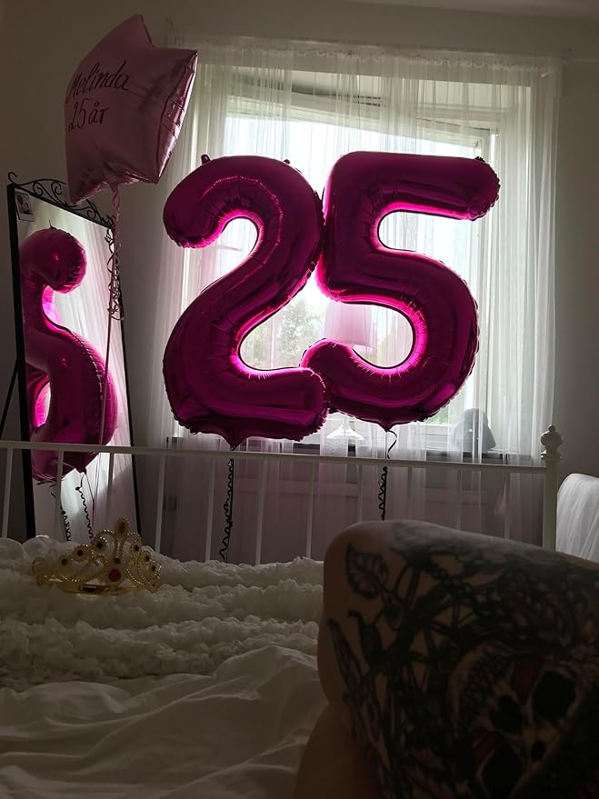 Hot Pink 8 Balloon, Number Balloons 40 Inch, 8th Birthday Decorations for Girls, Birthday Balloons, Hot Pink Party Supplies, Number 8 Balloon