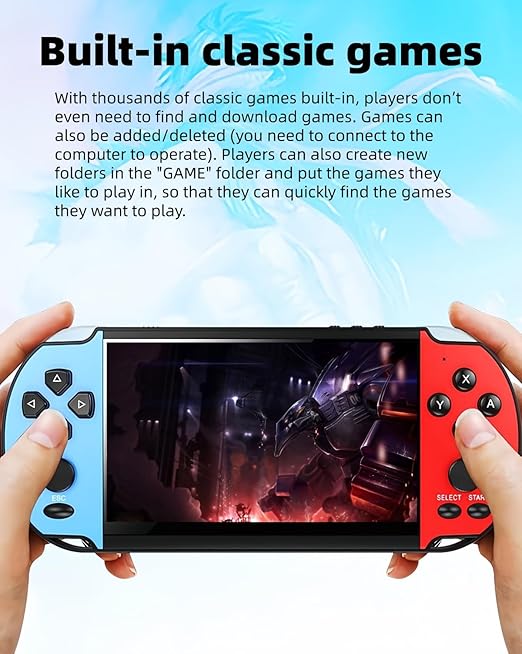 JXD 5.1-inch Multi-function Game console Built-in Classic Retro Games Arcade Video Music E-book Recording TV output Handheld Game Console Portable Game System Birthday/Christmas gift