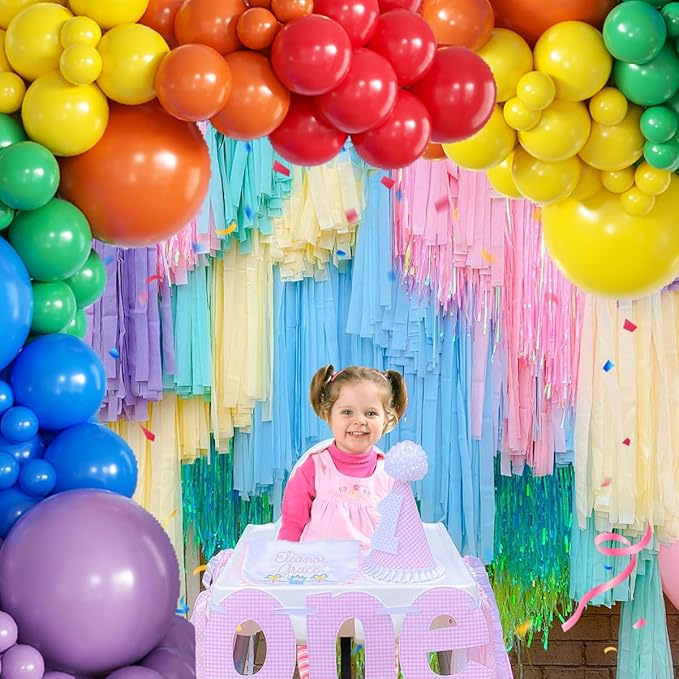 Rainbow Balloon Arch Kit, 155Pcs 18 12 5 inch Colorful Latex Balloons Garland for Birthday Baby Shower Wedding Engagement Anniversary Party Decorations
