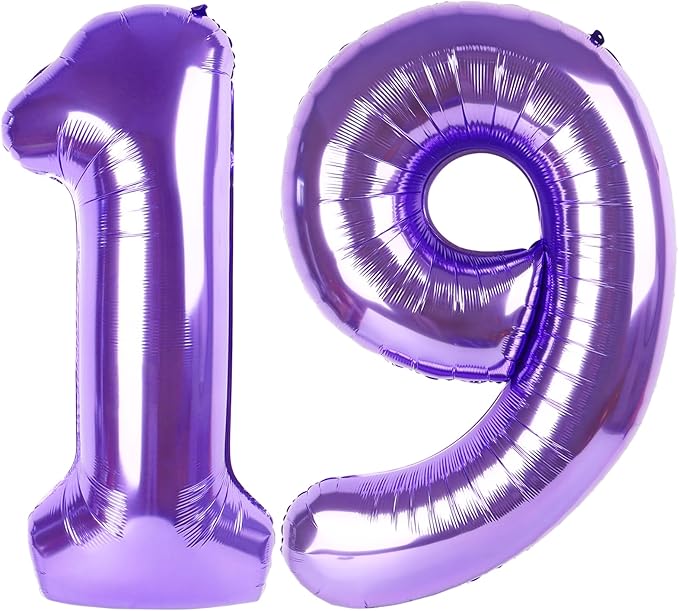 Purple Number 19 Balloon 40 Inch Birthday Decorations, Number 19 Balloon Birthday Party Decorations, Anniversary Decorations Graduations Party Supplies