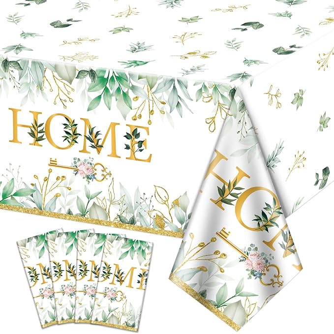 4Pcs Home Sweet Home Tablecloth - Housewarming Table Cover, Rectangular Key House Decoration Table Cloth for New Homes Decoration House Warming Wedding Party Supplies, 51x86 Inch