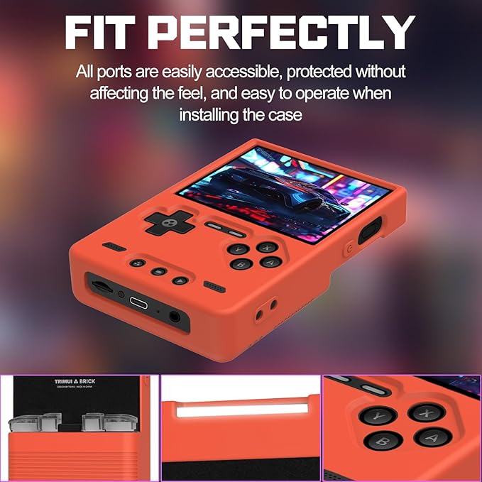 Silicone Case for Trimui Brick, Anti-Slip, Shock Proof, Soft Protective Case for Trimui Brick Handheld Game Console with Lanyard - Red