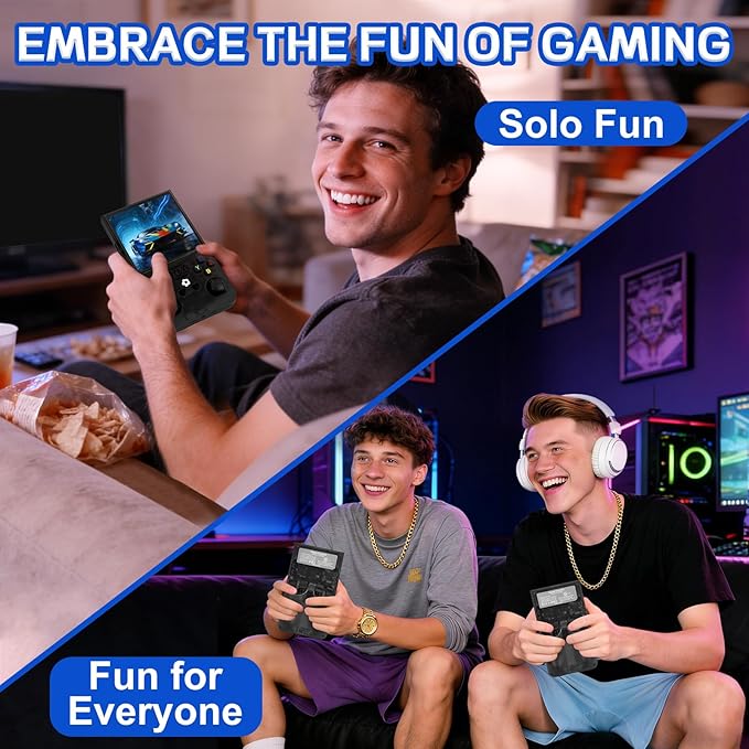 R36MAX Handheld Game Console - 4.0-Inch Screen, Support 22000+Classic Games,128G TF Card,Portable Console with Open Source System,4000mAh Battery,Birthday Gift for Adult or Partner - Black