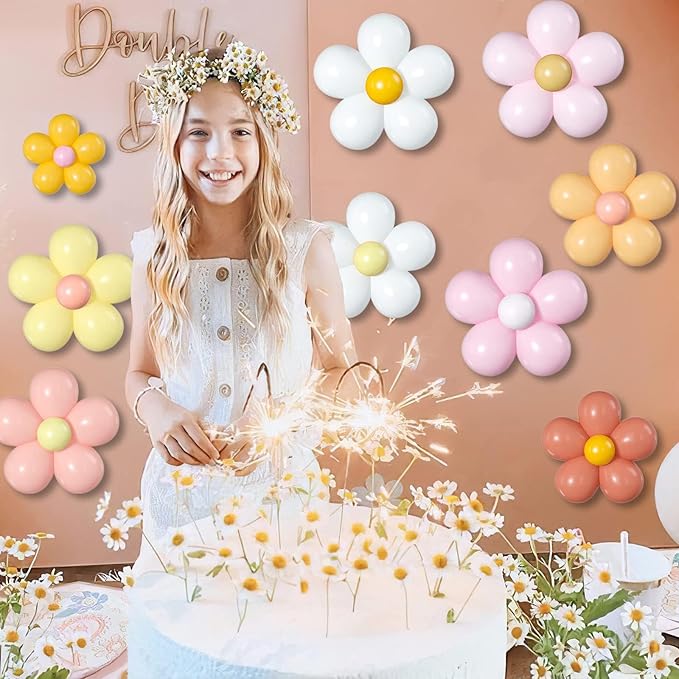 16 Set Daisy Flower Balloons DIY Kit,Boho Daisy Balloons Party Decorations for Birthday Baby Shower Wedding Anniversary Groovy Fairy Retro Hippie Theme Decor