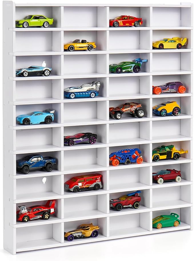 Toy Car Display Shelf, Holds 40 Diecast 1/64 Toys Car, Wall Mount Model Cars Storage Organize Case
