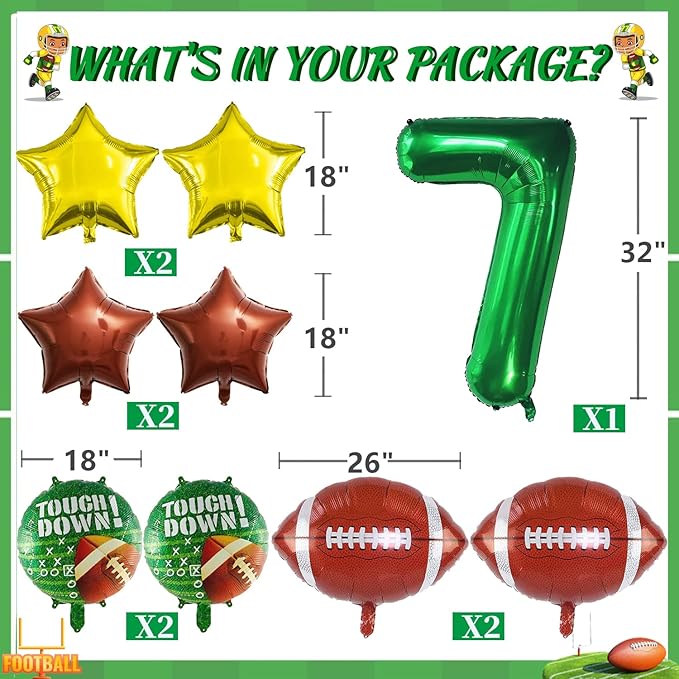 Football Balloons Set Football Birthday Party Decorations Football Touchdown Sports Theme Birthday Party Decoration, Tailgate Game Day Football Theme Supplies Birthday Party Decorations