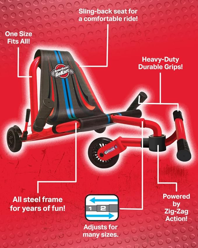 Go Kart, Swing Side-to-Side for Amazing Ride, Powered by Zig-Zag Motion, Rides on Any Hard Surface (Indoors and Outdoors)